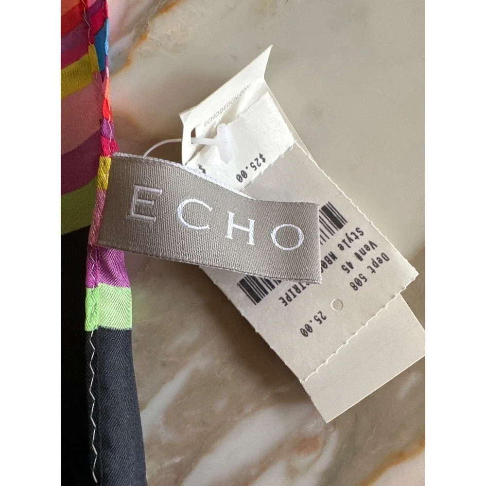 Echo Scarf Multicolor Stripe Silk Blend Eyelash Fringe Wrap New With Tags